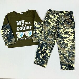 "My Dad is Cooler Than Yours" 2 Piece Camo Set NWOT